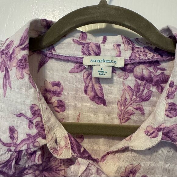Sundance Chantilly Blooms Birds Novelty Print Cotton Gauze Button Down Shirt L - Picture 5 of 12